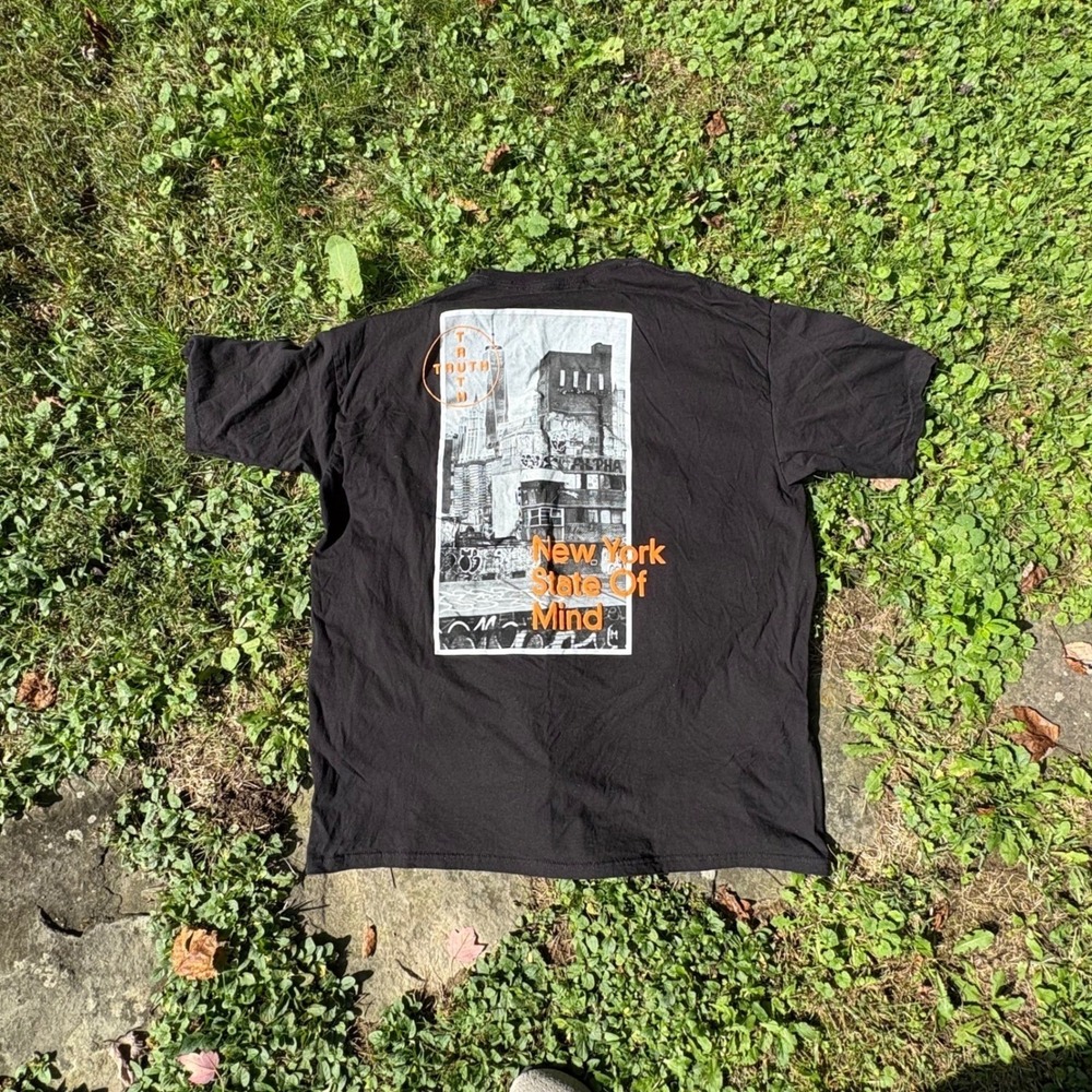 NYC Graphic T‎ Shirt Mens XL Black Distressed Grunge Streetwear Tee